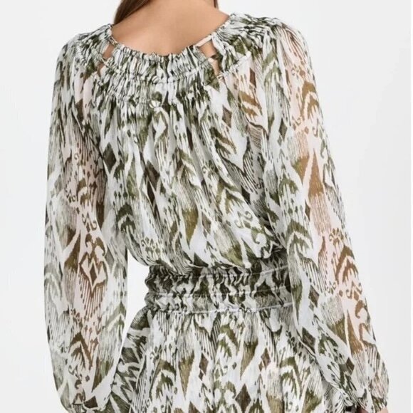 New MISA LA Mercy Chiffon Mini Dress Size M Lined Pullover Green - Picture 4 of 9